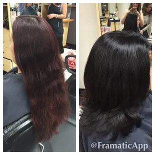Stylist Ashleigh did a big hair transformation on her client. She knows her way around some thick and curly hair.