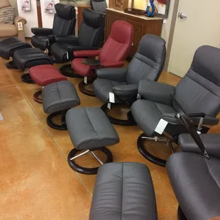 Full display of ekornes chairs and sofas
