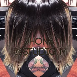 This was the second process from transforming  an all over redhead to a very natural surface panted balayage color correction.