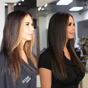Did you know going darker with your hair color will give you more shine and richness?