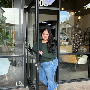 Happy guest with one row of Natural Beaded Row Extensions