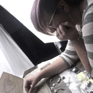 Behind the scene's setting up jewelry product photoshoot.