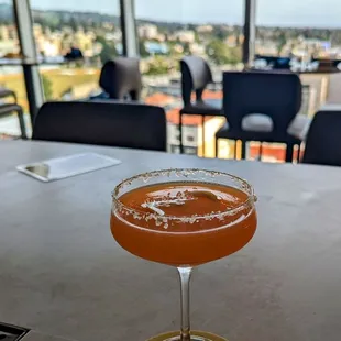 Even Flow  Carrot juice, mezcal, agave, lemon juice Amazing