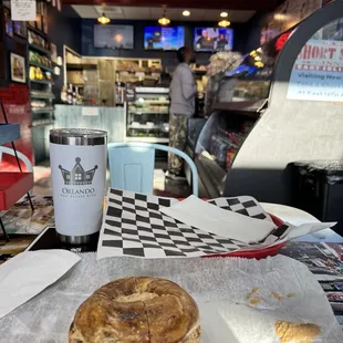 Morning cinnamon raisin bagel!