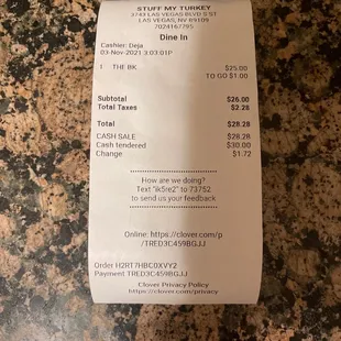 My receipt