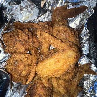 a tray of fried chicken