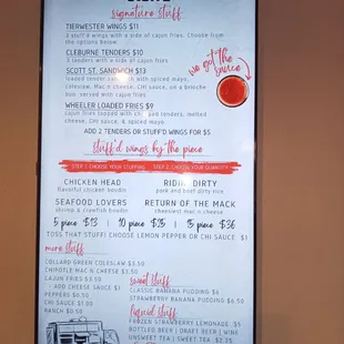 The menu..k