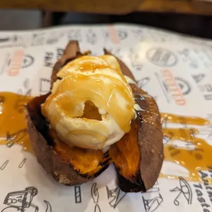 Sweet potato with ice cream