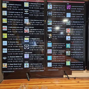 Beer menu