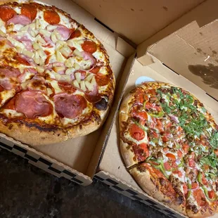 two pizzas in a box