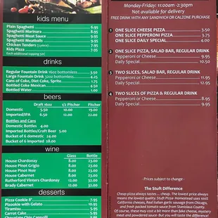 menu