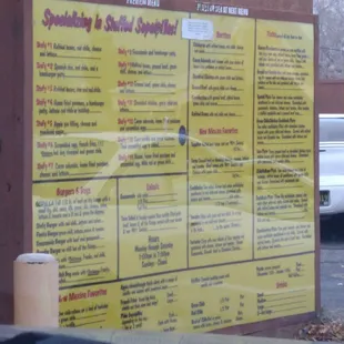 Drive through menu
