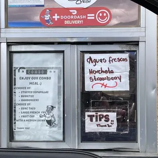 a sign in a window