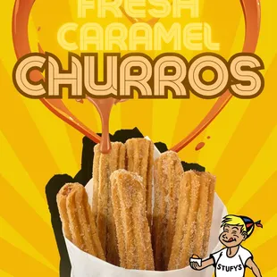 a bucket of churros