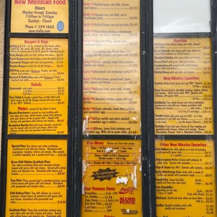 a menu on a window