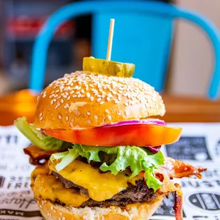 Stuggy's NEW Burger - yep!
Double patty, bacon, tomato, onion and special sauce - gotta try this!!!!