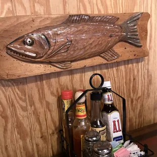 Wooden fish in our booth