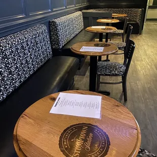 the seating area of the restaurant