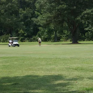 a golf cart in the distance