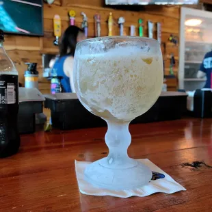 Frosty goblet of brew.