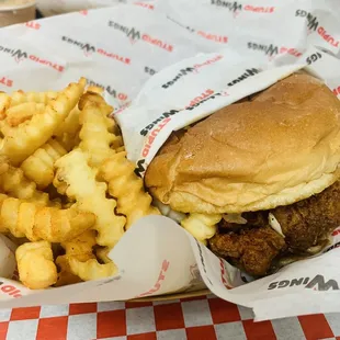 Nashville hot sandwich with fries