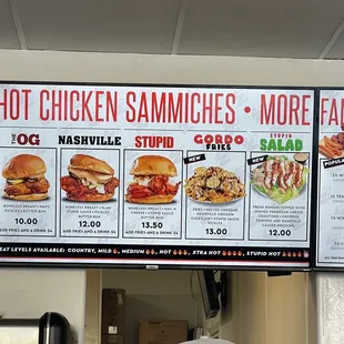 Sammich menu