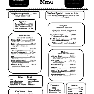 the menu for sturgis cafe