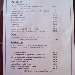 Our new menu, page 2.
