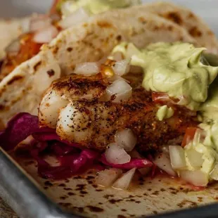 fish tacos with guacamole