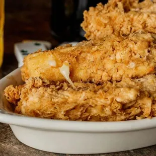 a bowl of fried chicken