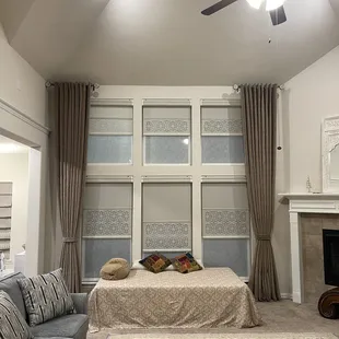 Laser Cut Shades with Velvet Drapes