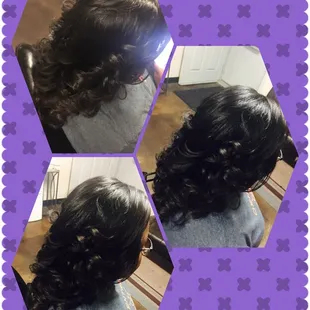 Silk press with beautiful flatiron curls