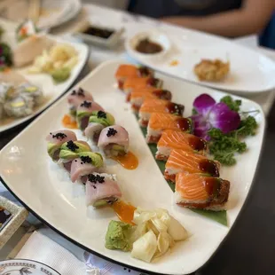 a variety of sushi on a plate