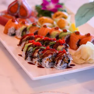 a plate of sushi on a table