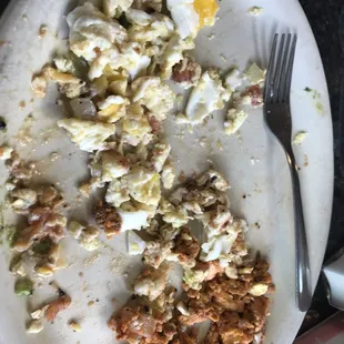 What is going on with their scrambled eggs? Slimy and basically chopped up fried eggs.
