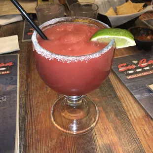 Large raspberry margarita