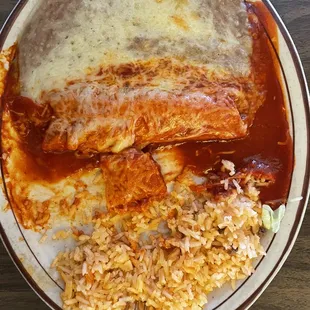 This WAS two enchiladas and one taco ...but by the time I remembered to take a pic the taco had vanished.