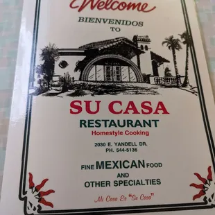 menu for mexican food