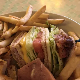 triple layer club sandwich &amp; Fries