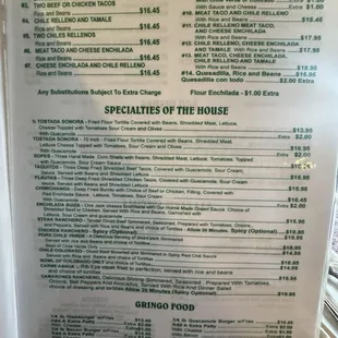 menu