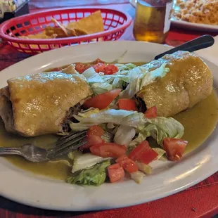 This Is the Beef Chimichanga meal with homemade Chips &amp; Salsa