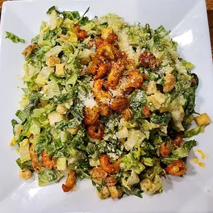 Caesar Salad dinner with crawfish