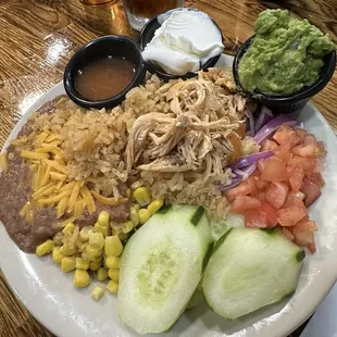 Build your own burrito bowl with chicken