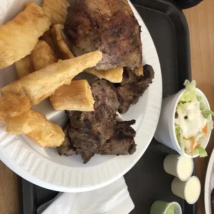 Combination meal with 1/4 chicken and 1/2 lb tri-tip