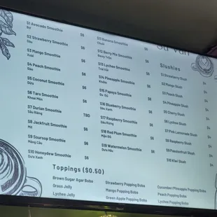 a menu for a coffee shop