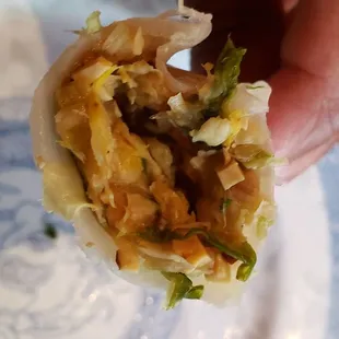 Interior of steamed vegetable dumpling ($6.25). Great and way above average. Fresh and good texture.