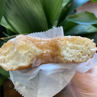 Inside of glazed doughnut vegan