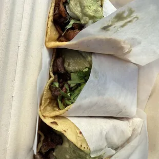 TJ style adobada taco and 2 asada