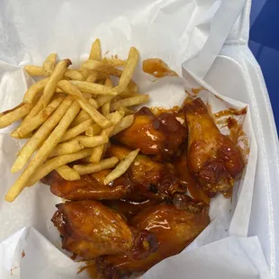 6 hot wings and Fries!!!