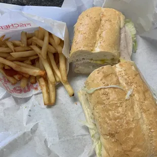 Turkey sub and fries